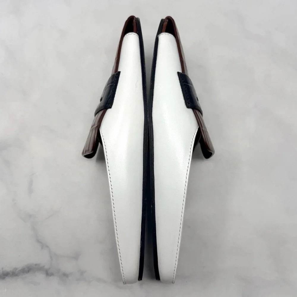 Burberry Beckswalk Leather Croc Backless Slide Mule Loafer Flat Shoes Colorblock